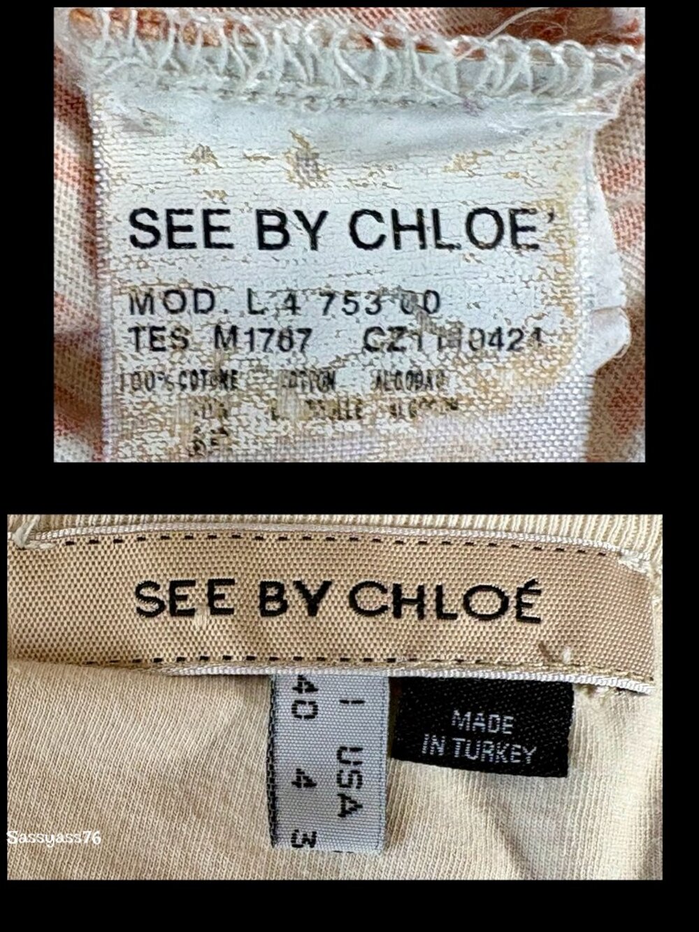 🆕SEE BY CHLOE▪️RARE Cream & Orange Monogram Long Sleeve Cotton Top - Picture 8 of 8